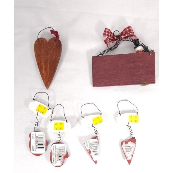 Lot of 6 Rustic Wooden Christmas Ornaments Snowman mittens Believe Wood - Picture 5 of 5